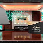 final rendering of large LED screen showing 3d casino players cards
